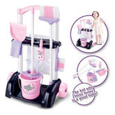Childs Cleaning Set Pink & Black Trolley